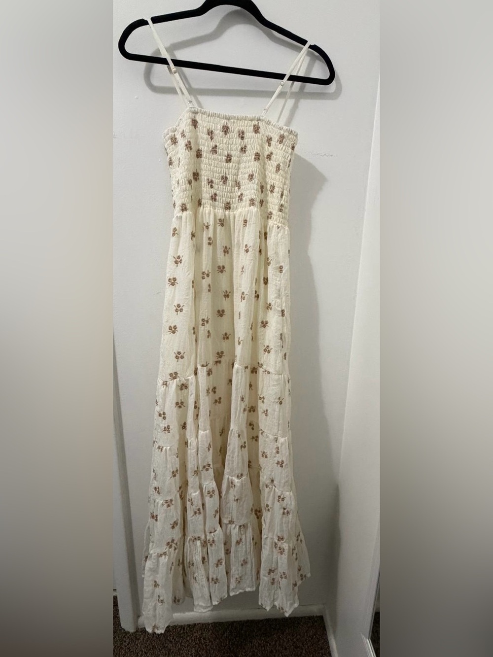 Altar'd State Cream Floral Smocked Maxi Dress with Tiered Skirt - Picture 5 of 12